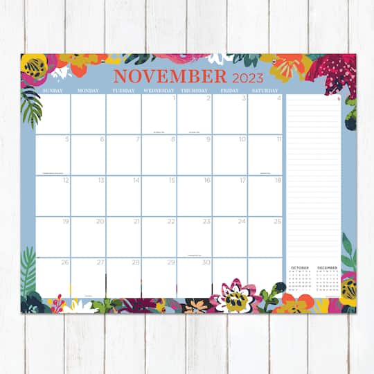 TF Publishing 2023 2024 Floral Large Desk Pad Monthly Blotter